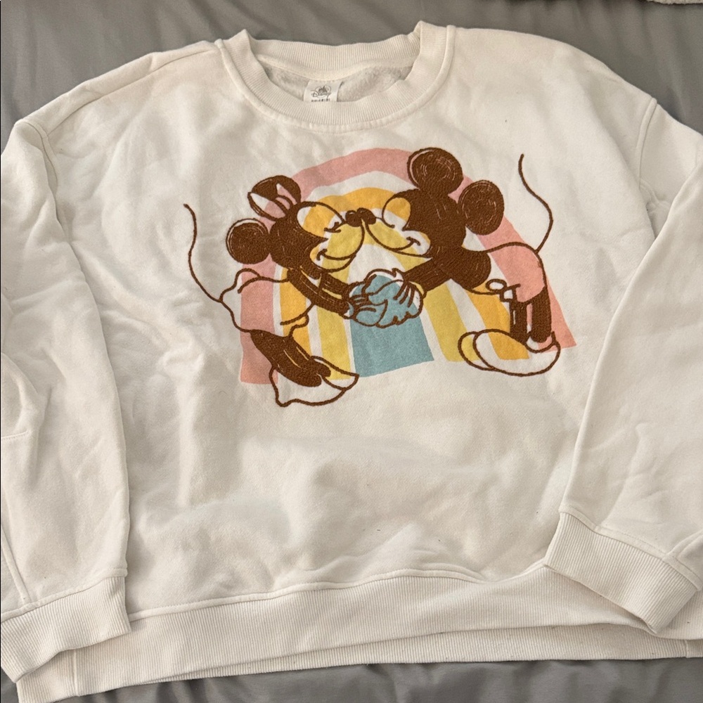 Disneyland White Sweatshirt Mickey and Minnie